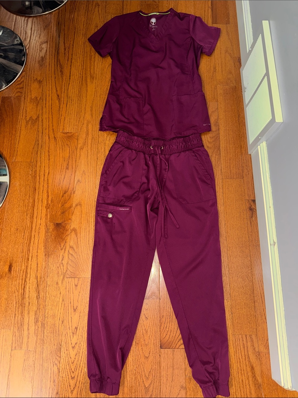 healing hands Plum Women's Scrub Top and Jogger Pants